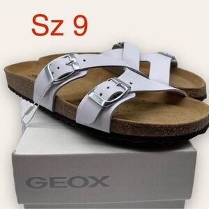 White Leather Crisscross Sandal w/ 2 buckles